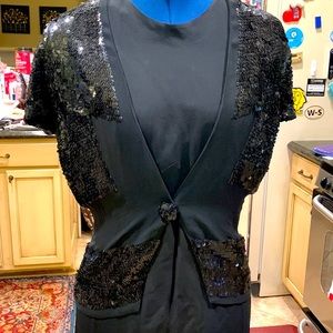 Vintage 1900’s Long Black gown with sequined wrap